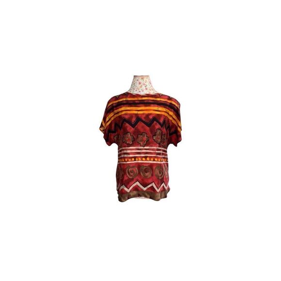 Cappagallo Sport Vintage 90’s Blouse Western Southwestern Tribal Print Size 8 - Picture 1 of 6